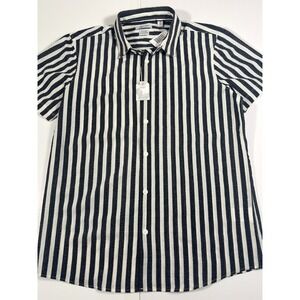 NEW -Bruno Milano Texture  Gray / White  Button  Short Sleeve Shirt, M